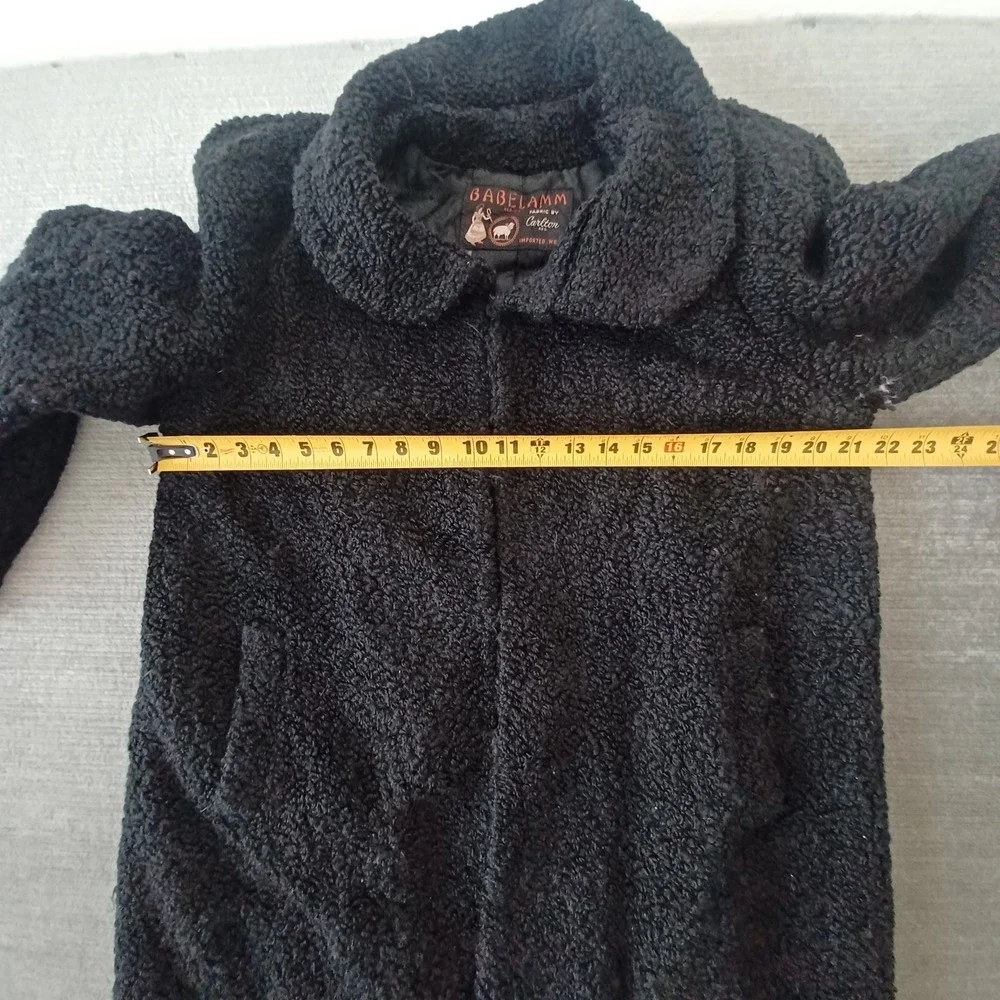 Vintage Persian Lambswool Curly Swing Coat Women M Black Babe Lamm Brocade Lined
